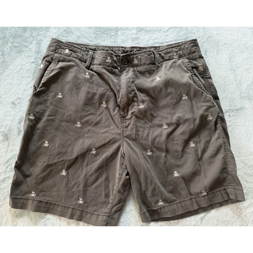 Lucky Brand Men's Chino Shorts With Embroidered Skulls Size 40
